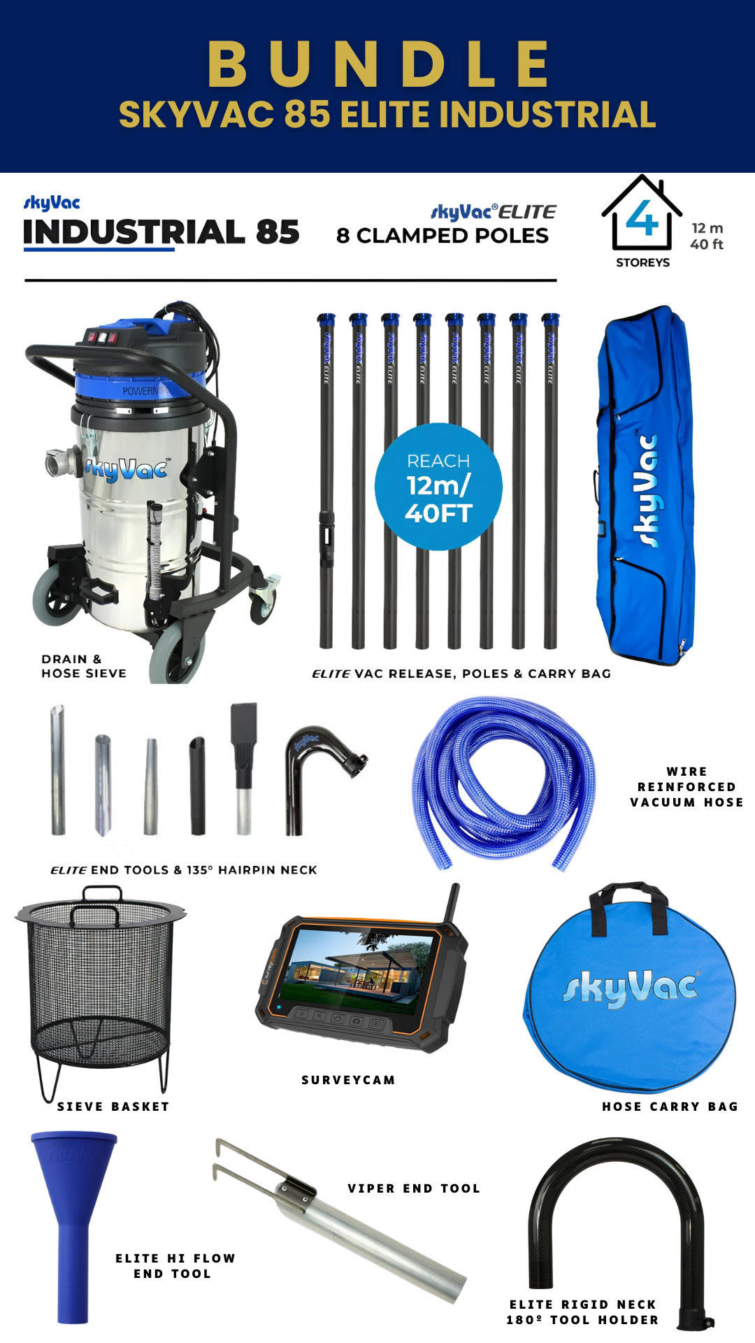 SkyVac® 85 Gutter Cleaning Vacuum Most Popular Bundle